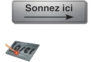 MYGOODPRICE Plaque gravée autocollante 13x4cm Sonnez ici droite fond Alu brossé