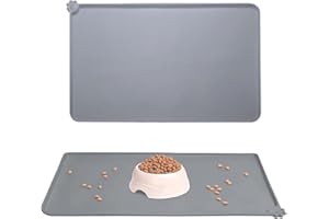 ATBUSS 1 szara mata do karmienia dla zwierząt domowych (48 cm x 30 cm), mata do karmy dla zwierząt, taca na miskę dla zwierząt domowych