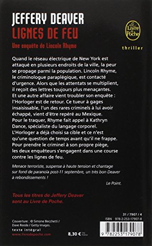 Book's Cover of Lignes de feu: Une enquête de Lincoln Rhyme