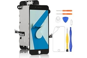 Yodoit Komplett Display für iPhone 7 LCD Bildschirm vormontiert Schwarz, Digitizer Montage Glas Touchscreen mit Frontkamera Näherungssensor Hörmuschel Reparaturset Ersatzbildschirm + Werkzeuge