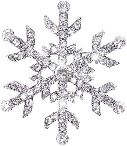Luxurina Women Fashion Austrian Crystal Christmas Gift Winter Snowflake Flower Brooch Pin Silver-Tone
