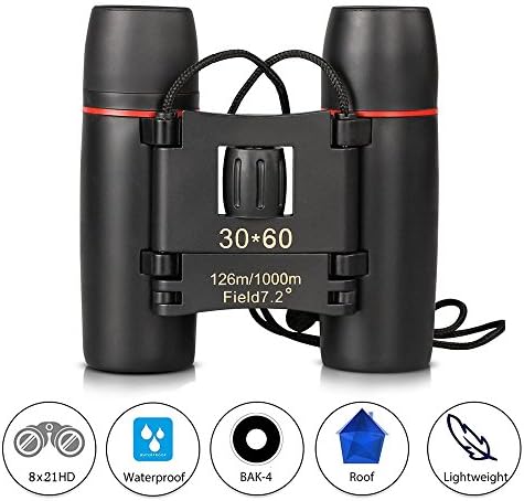 Binoculars For Kids, Compact Folding 30x60 Mini Pocket Telescopes For Bird Watching&Hunting(Black)