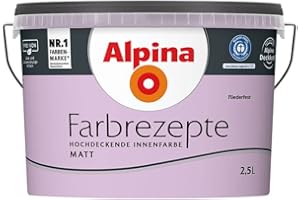 Alpina Farbrezepte Innenfarbe – Fliederfest matt – Wandfarben für einzigartige Farbwirkungen und Raumstimmungen – atmungsaktiv, tropfgehemmt und strapazierfähig – 2,5L