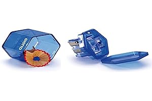 GIOTTO 3 Holes Pencil Sharpener for Kids, Manual Pencil Sharpener with Container, Ideal for Children & Schools