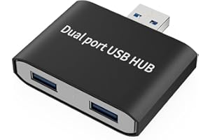 BAOLONGKING Podwójny rozdzielacz koncentratora USB 3.0, 2 porty do laptopa, szybki adapter do drukarki, klawiatury, Samsung Notebook 9 i ładowarka - czarny