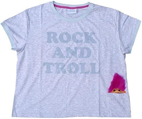 Womens Good Luck Trolls Rock &amp; Troll T-Shirt Top Grey UK Plus Sizes from 6 to 20