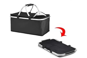 ALAYSTAR Premium Cooler Insulated Picnic Basket with 29L Storage- Simple for Washing and Folding- Perfect for A Picnic Camping Barbecue Sport and Music Events Travelling