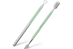 Jestilo Stainless Steel Cuticle Pusher and UV Gel Nail Polish Remover [Pack of 2] Cuticle Remover & Trimmer | Nail Art Tools Scraper and Cleaner (Green)