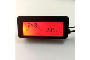 QOXEZY Termometro da 12 V per interni ed esterni, termometro per auto, display LCD digitale (rosso)