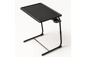 T-LOVENDO.ES Mesa Plegable Auxiliar pequeña portátil con Altura Ajustable Comedor. Ideal Escritorio Ordenador Sofa Cama o Cocina. con Posavasos. 3 ángulos, 6 Alturas.