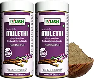 IYUSH Herbal Ayurveda Organic Mulethi Powder - (pack of 2) 100gm each