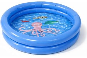 Uppblåsbar pool – uppställningspool blå – rund för barn och vuxna – för trädgård – slitstarkt PVC-fodral för badnöje (Ø 76 cm)