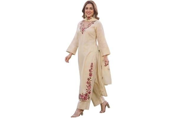 ANNI Designer Kurta Sets for Women Viscose Blend Embroidered | Kurta Palazzo Dupatta Set | Designer Kurti Set for Women | V N