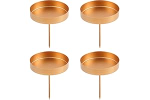 SPRINLOT Kerzenhalter Adventskranz, 6 cm Kerzenständer Gold 4 Stück, Adventskerzenhalter Metall, Kerzenhalter Stumpenkerzen, Stabkerzenhalter Kerzenteller für Adventsgirlande Blumentopf