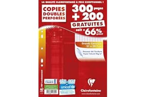 Clairefontaine 14791C Astuccio di copie doppie forate - A4 21x29,7 cm - 500 pagine a quadretti grandi - Carta Bianca 90 g - Astuccio Riutilizzabile