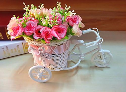 ETGtek(TM) 1pcs Handmade Rattan Vase Basket Bike Artificial Flower Pack Wedding Decoration (Pink)
