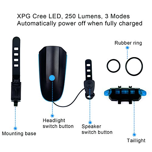 Set vom Licht des Fahrrad mit Hupe wasserdichte XPG LED Front- und Rücklichter mit USB Schnittstelle vom Fahrrad - 2