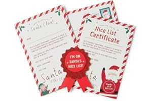 HIFSA Santa Reply Letter Set for Kids Official Nice List Letter from Santa Gloss Foil Finish Envelope I Am On Santa Nice List Badge Christmas Keepsake Festive Reward Father Christmas Holiday Magic