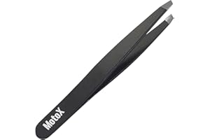 MotoX Eyebrow Tweezers Stainless Steel Professional Precision Tweezers for facial hair women & men (1 Pack Black)