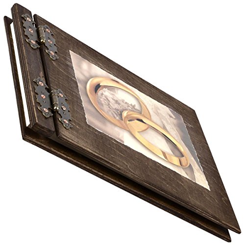 Gästebuch zur Hochzeit 100 ecrü farbende Innenseiten Holz Hochzeitsgästebuch - 2