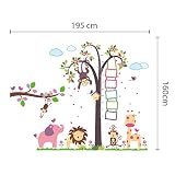Walplus Wandtattoo/Wandaufkleber, für Kinder, Design Affe mit Messskala für Körpergröße und großer Elefant mit anderen Tieren, 195 x 160 cm, mehrfarbig - 3