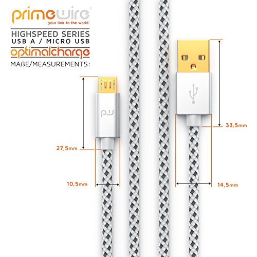 CSL – 5m Premium Micro USB auf USB Kabel mit Metallstecker + Nylonmantel | flexibles Lade- und Datenkabe für Android, Samsung, HTC, Motorola, Nokia, LG, HP, Sony, Blackberry und mehr - 2
