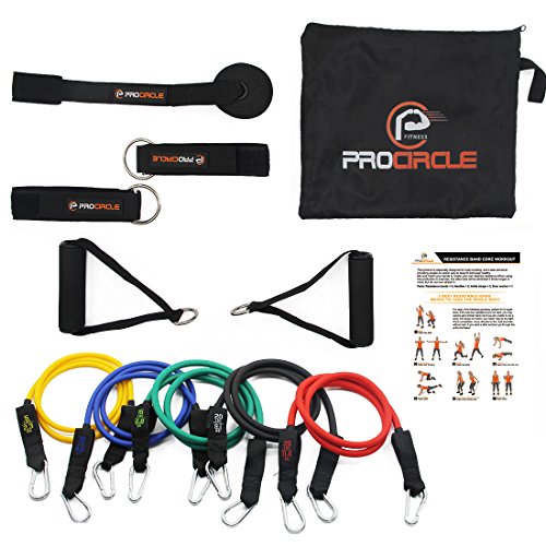 PROCIRCLE Widerstandsbänder Set - Schwere Resistance Tension Übungsband Tube Set- Mit Anti-Snap Latex Tube, Foam Griff, Tür Anker, Knöchelriemen und Freie Tragetasche - Perfekt für jede Home Fitness Training