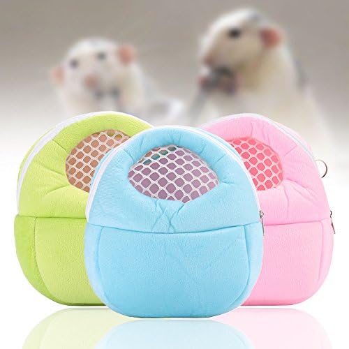 Small Animal Carrier Breathable Pet Carrying Bag Hamster Rat Hedgehog Puppy Pocket Sleep Hanging Outgoing Travel Bag (Large, Blue)