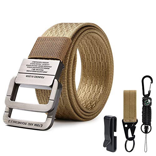 flintronic Men's Tactical Belt, 125CM Military Style Belt, (Wide 3.8CM) Nylon Canvas Breathable Mil