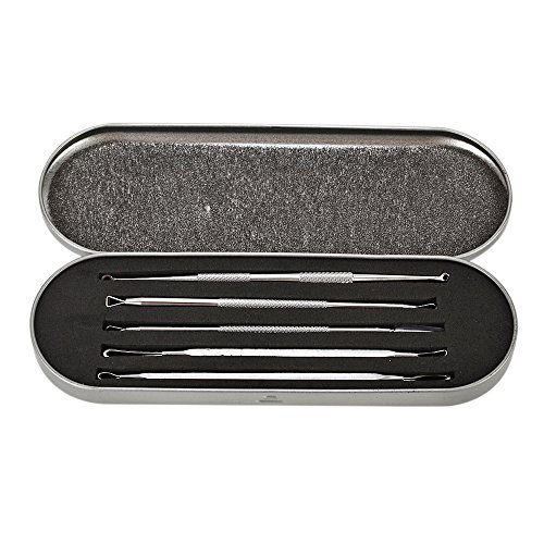 LAOYE Mitesserentferner Komedonenquetscher 5 Stücke Professionell doppelseitige Nagelhautschieber Pickel Komedone Akne Makel Blackhead Entferner Werkzeug für Nase Gesicht Haut Pflege Risikofrei Behandlung - 3