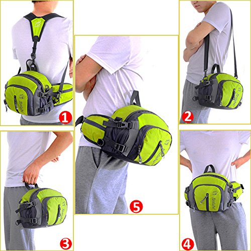 SINOKAL multifunktionale Militärstil Canvas-Pack Gürteltasche Wasser Widerstand Fanny Packungen mit Flaschenhalter für laufen, Wandern, Radfahren, Klettern, Camping Reisen - 3