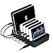 Produktbild PRITEK USB Ladestation 6 Ports Universell Ladegerät Für Mehrere Geräte Handys Tablets 50W 5V/10A Dockingstation für Smartphone Tablet (Schwarz)