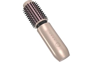 NeuWee Cordless Hair Curling Brush, Mini 3 in 1 Hot Hair Brush with 4 Temperatures, Outdoor Heated Curling Iron and Travel Straighteners, 7000 mAh USB Rechargeable Curling Wand Brush (Gold)