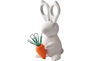 QUALY QL10115-WH Desk Bunny - Juego de escritorio (tijeras y clips, plástico), color blanco y naranja
