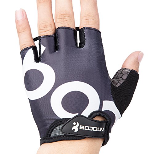 Asvert Fahrradhandschuhe mit Dämpfende 8mm Schaumstoffpolster Breath halbe Finger-Fahrrad-Reitfahrrad-Handschuhe ( schwarz ) - 4