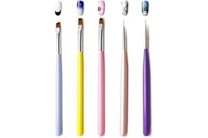 YOOTOM 5 Pezzi Pennelli per Unghie Set, Pennelli-unghie UV Gel Pittura Strumento unghie,Pennelli per nail art Gel Pennello per Unghie, Pennelli smalto per unghie