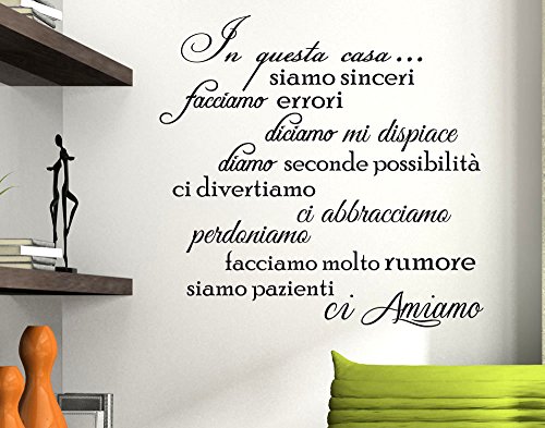 StickerDesign Adesivo Murale Wall Stickers Frase in Questa Casa Adesivi Murali Decorazione Interni Frasi Citazioni Decorazioni Murali in Questa Casa Siamo Sinceri Misura 40 x 40 CM