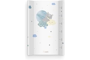 DECORWELT Cambiador duro para cuna de 47 x 80 cm con pies de seguridad Cambiador lavable impermeable Accesorios oso de peluche Baby Changing Mat