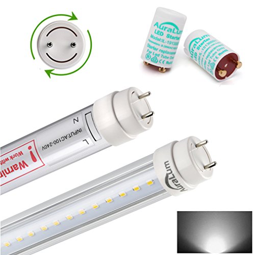 Auralum® 2x T8 G13 120cm 20W LED Röhre Leuchtstoffröhre inkl. LED Starterbrücke Naturweiß (4000-4500K) klare Abdeckung