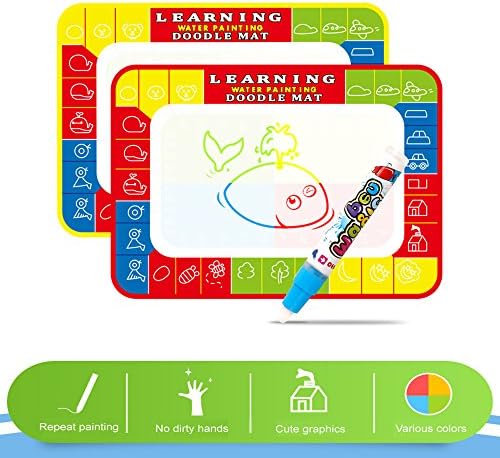 Szjsl Magic water canvas Large Doodle Mat Water Painting Drawing Writing Board Toy + 2 Magic Pens for Baby Kids Gift,Children's water canvas