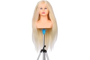 ANSELF Testa del manichino, capelli umani di 70% per la testa del manichino intrecciata per la testa del manichino di cosmetologia professionale del parrucchiere