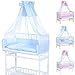 Baby Co Sleeper Bedside Cot Bed 90x40 in white incl. bedding set in blue