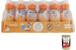 ‎ITALIAN GOURMET E.R. 24x San Benedetto Baby Camomilla Mandarancio,Kamille mit Mandarine Geschmack,Kohlensäurefreies Getränk in Natürlichem Mineralwasser Pull-Push, 25cl + Italian Gourmet Polpa di Pomodoro 400g Dose