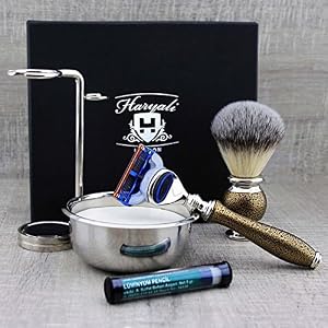 Haryali London 6Pc Mens Shaving Kit 5 Edge Razor, Synthetic Badger Hair Brush, Bowl, Stand, Soap and Alum Perfect Set… - Image 3