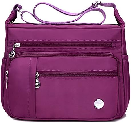 Women Multi Pocket Shoulder Bag, E Ekphero Waterproof Casual Handbag, Cross body Bag for Casual Sport School Hiking Travel Purple Small