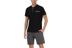 Irdcomps Pijamas Hombre Corto Verano Pantalones Cortos Ropa de Dormir Conjunto de Algodón Pijama para Hombre