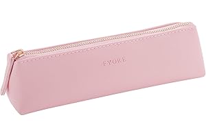 Fyore Estuche de piel sintética, de lujo, diseño delgado, con cremallera metálica, tamaño ideal para llevar bolígrafos o brochas de maquillaje