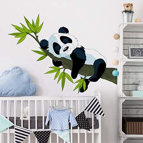 Preisvergleich Produktbild Wandtattoo Schlafender Panda Wandtatoo Wandsticker Kinderzimmer Bär Illustration, Größe: 70cm x 95cm