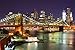 Produktbild Fototapete New York Wandbild Dekoration Brooklyn Bridge bei Nacht leuchtende Wolkenkratzer Skyline Wall Street USA Deko | Foto-Tapete Wandtapete Fotoposter Wanddeko by GREAT ART (210x140 cm)