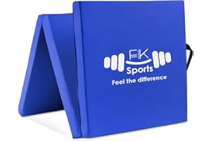FK Sports Gymnastic Exercise Mat-6ft Tri Folding PU Leather Yoga Mat 5cm Extra Thick Foam High Density Gym Mat| Pilates, Yoga Mat for Women Men for Core Exercises.